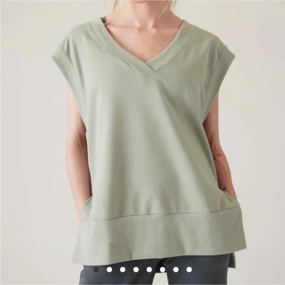 Athleta Sleeveless Oversized Sweatshirt Cap Sleeve